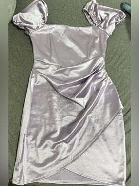 Windsor One-Shoulder Satin Lavender Dress
